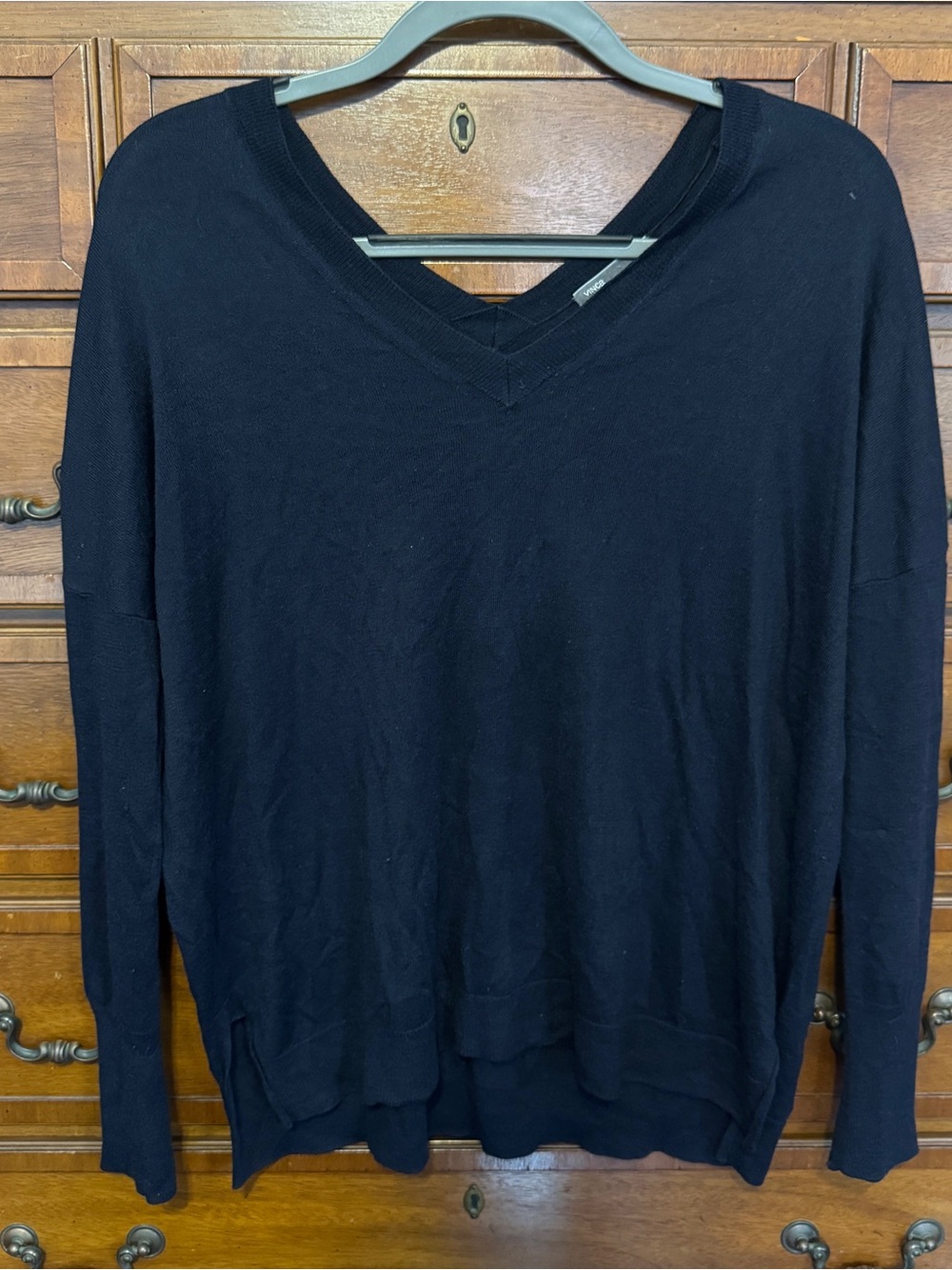 Vince Navy Blue V Neck Oversized Sweater M Quiet Luxury Minimalist Slouchy